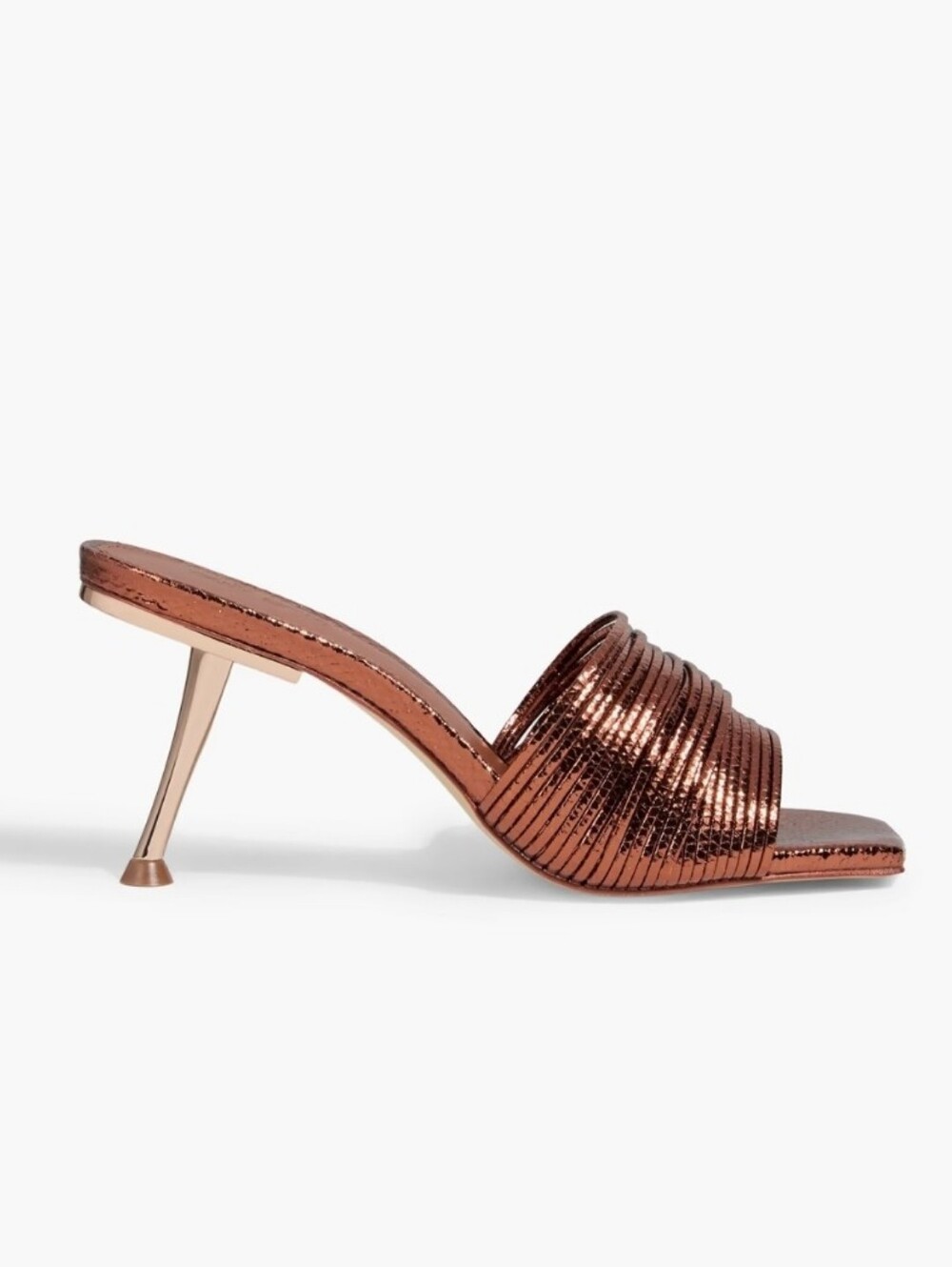 CULT GAIA Giana metallic lizard-effect leather mules 38.5/US8
